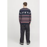 Jack & Jones - JJXMAS SNOWBALL - Gebreide Trui - Wit/Rood/Blauw - Katoenmix