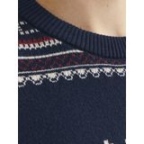 Jack & Jones - JJXMAS SNOWBALL - Gebreide Trui - Wit/Rood/Blauw - Katoenmix