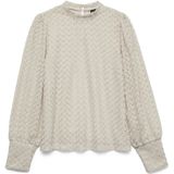 Vero Moda T-shirt Vmbecca Ls High Neck Lace Top Jrs N 10302894 Pumice Stone Dames