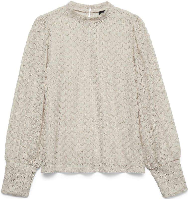 Vero Moda T-shirt Vmbecca Ls High Neck Lace Top Jrs N 10302894 Pumice Stone Dames