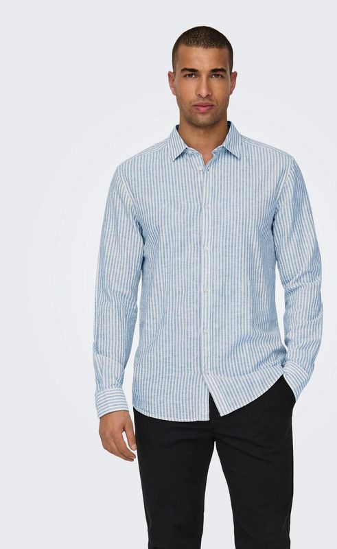 ONLY & SONS Kurzarmhemd »ONSCAIDEN LS STRIPE LINEN SHIRT 660 NOOS«