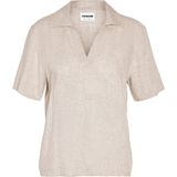 Blouse - Mélange - Viscose - Gevoerde Zoom/Rand - Halve Mouw