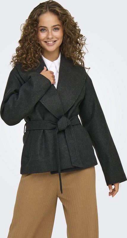 Only Jas Onlaugusta Life Short Coat Otw Noos 15314352 Dark Grey Melange Dames