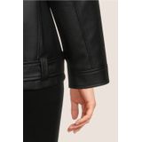 NOISY MAY - NMPAULINA - Imitatieleren Jas - Zwart - Met Ceintuur