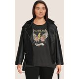 NOISY MAY - NMPAULINA - Imitatieleren Jas - Zwart - Met Ceintuur