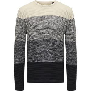 Only & Sons - Trui - Grijs Gemêleerd/Zwart/Wit - Lange Mouw - Ronde Hals