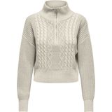 Only Trui Onldoritta Ls Cable Zip High Neck K 15306911 Pumice Stone Dames