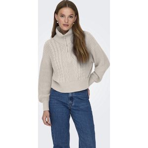 Only Trui Onldoritta Ls Cable Zip High Neck K 15306911 Pumice Stone Dames