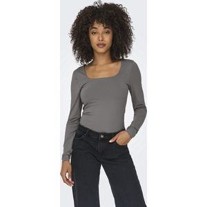 ONLY dames shirt longsleeve 2-ways grijs