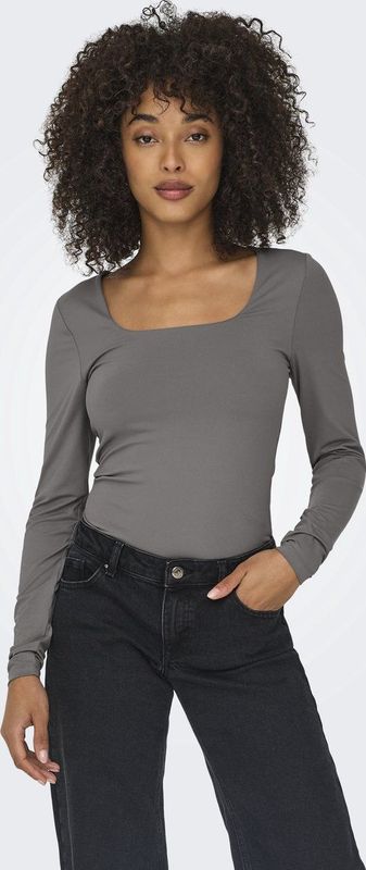 ONLY dames shirt longsleeve 2-ways grijs