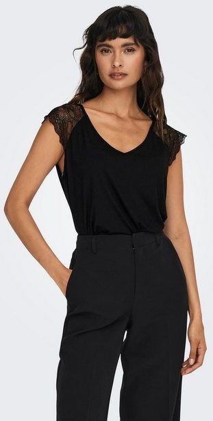 ONLY V-Shirt ONLPETRA S/S LACE MIX TOP CS JRS