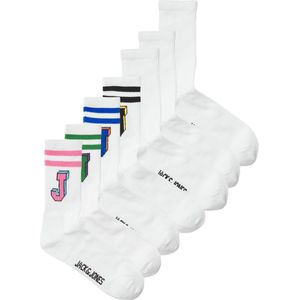 JACK & JONES Heren Jacsingle J Tennis Sock 7 Pack sokken, Wit/Pack: White - White - White - White - White, eenheidsmaat, Wit/Pack: Wit - Wit - Wit - Wit - Wit, One size