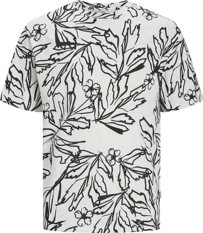 Jack Jones T-shirt Jorlafayette Aop Tee Ss Crew Neck 250434 Cloud Dancer Mannen