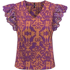 Lou - Frill Top - Blouse - V-hals - Korte Mouwen - Glitterdetails