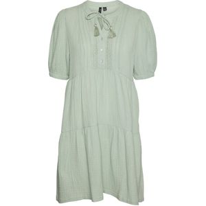 Bandeaujurk - Silt Green - Knoopsluiting - V-hals - Korte Mouwen