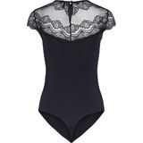 Pieces - Kanten Body - Zwart - 92% Polyamide, 8% Elastaan