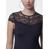 Pieces - Kanten Body - Zwart - 92% Polyamide, 8% Elastaan