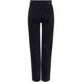 Jeans - Zwart - 99% Katoen, 1% Elastaan - Hoog Taillehoogte, Rechte Pijpbelijning