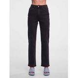 Jeans - Zwart - 99% Katoen, 1% Elastaan - Hoog Taillehoogte, Rechte Pijpbelijning