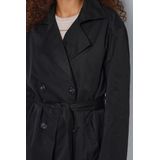 Trenchcoat - Polyester - Uitlopende Kraag - Knoopsluiting - Riem in Taille