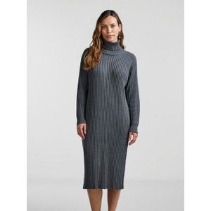 Tricot Jurk - Medium Grey Melange - Ribbreisel - Regular Fit
