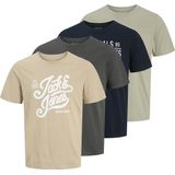 Jack & Jones Heren T-Shirt JJLINO 4-Pack regular fit Veelkleurig M Ronde Hals Volwassenen Opdruk Print Shirts