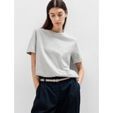 Selected Femme Slfessential Ss Boxy Tee Noos T-shirt voor dames, Lichtgrijs chinees