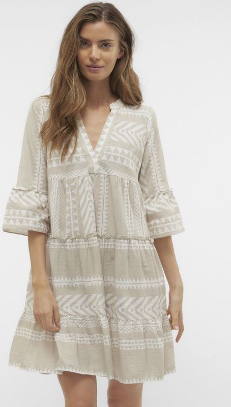 Vmdicthe - Tuniek - A-lijn Jurken - V-Hals - 3/4 Mouwen - Loose Fit