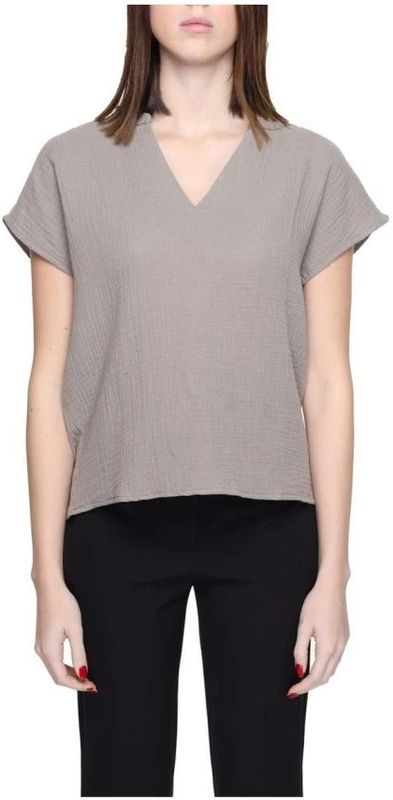 V-hals Blouse Korte Mouwen Top