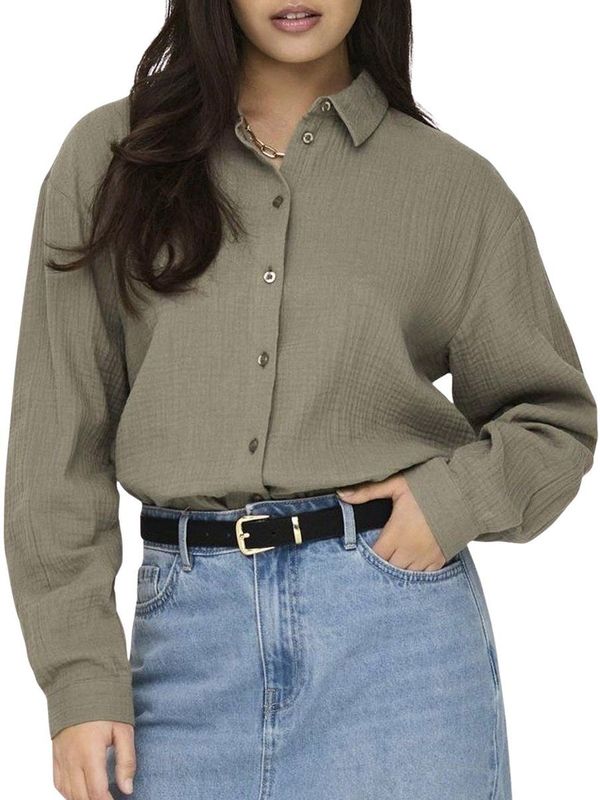 About You Blouse 'Theis' - Effen Mousseline - Lange Mouw