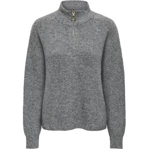Only Trui Onltokyo Solid Zip Pullover Knt 15317865 Dark Grey Melange Dames