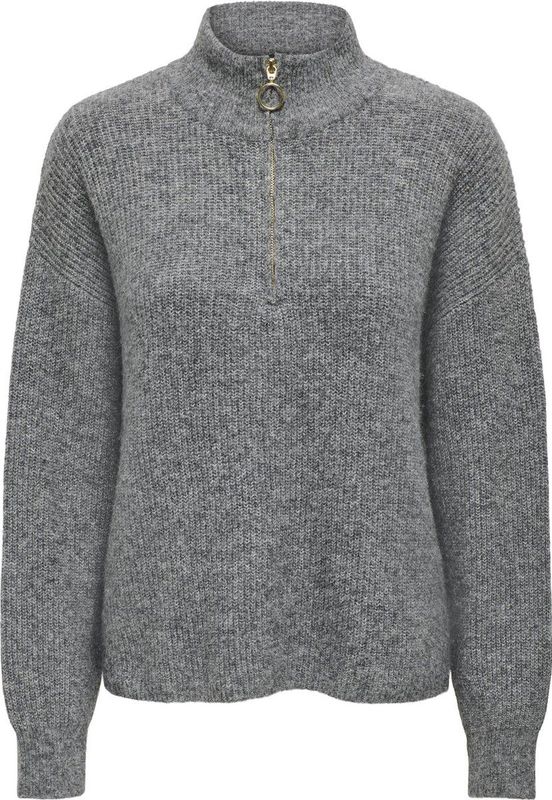 Pullover - Hoge Hals - Lange Mouwen - Verlaagde Schoudernaden - Geribde Manchetten