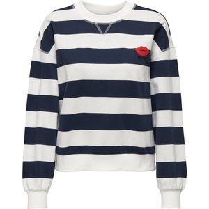 ONLY - Gestreepte Sweater - Wit/Blauw - Katoen