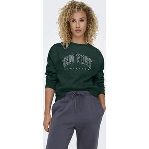 Only - Onlsweat Life LS Crew - Donkergroen - Sweater