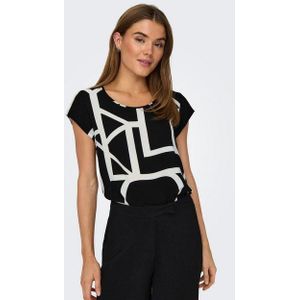 ONLY - Onlvic S/S Aop Top - Zwart/Aop: Maritiem Great Logo - Katoen