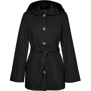 Vmchelsea - Trenchcoat - Zwart - Capuchon - Riemsluiting, Knoopsluiting