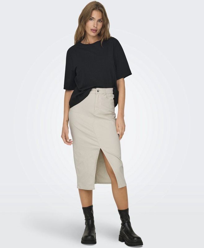 A-Lijnrok - Hoog Taille - Katoen - Zwart - Met Riemlussen