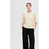 SELECTED FEMME Gebreid T-Shirt met Ronde Hals - Korte Mouwen - Berk