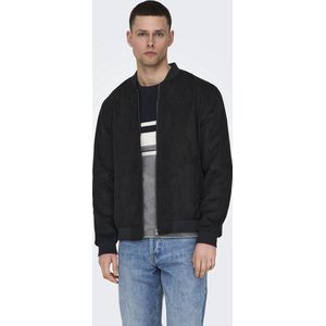 ONLY & SONS - ONSLUCAS FAKE SUEDE BOMBER - Jack - Zwart - 100% Polyester