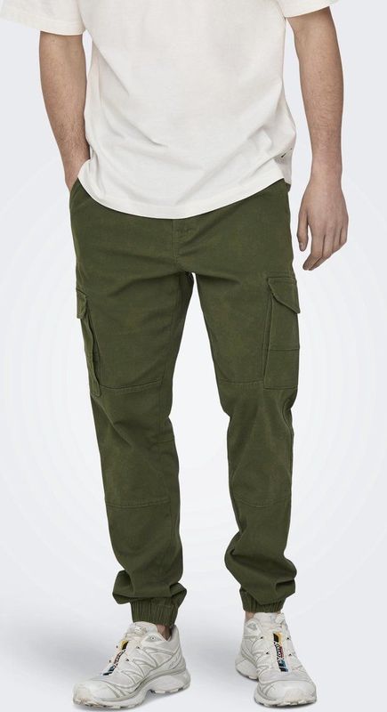 KACoen - Cargo Broek - Groen - Tapered Fit - Cargozakken, Riemlussen