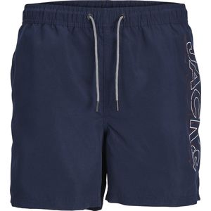 Jack & Jones Heren Zwemshorts JPSTFIJI Double Logo Effen Donkerblauw