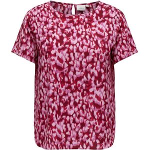 ONLY CARMAKOMA CARVICA LIFE SS TOP WVN NOOS Dames Top - Lipstick Red City Leo
