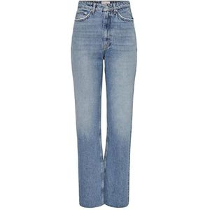 Only Riley Straight Dot353 Hoogzittende Jeans Blauw Vrouw