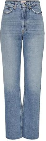Only Riley Straight Dot353 Hoogzittende Jeans Blauw Vrouw