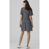 VERO MODA - Jurk - Blauw - Viscose - Knoopsluiting en Stippen