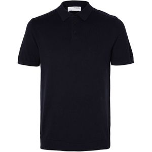 Selected Homme - Slhberg SS Knit Polo - Donkerblauw - Katoen