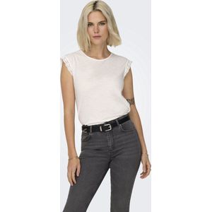 T-shirt met ronde hals, mouwen in kant JDY. Katoen materiaal. Maten S. Wit kleur