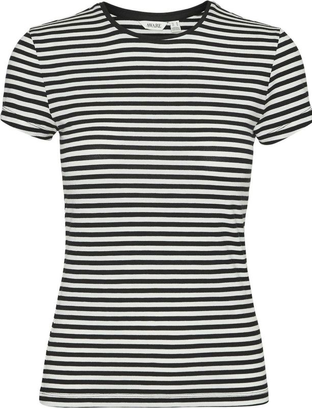 AWARE By VERO MODA Gestreept T-shirt VMINES FIONA Zwart