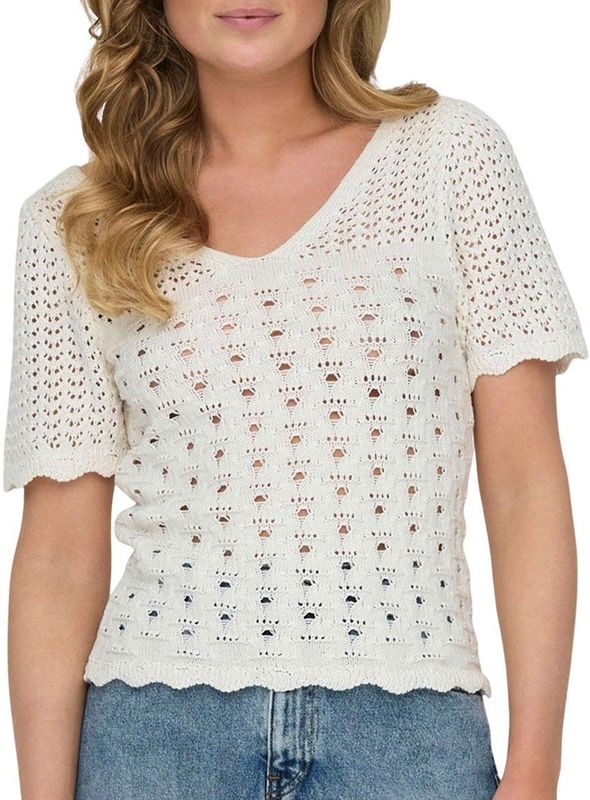 Onlbecca - Gebreide Top - V-Hals - Korte Mouwen - Regular Fit