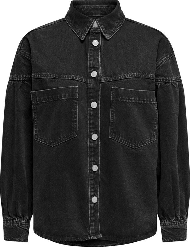 ONLY Dames ONLANNI LS Shirt LB DNM Jacket CRO jas, zwart, M, zwart, M